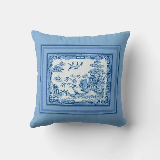 ヴィンテージブルーウィローとフレーム装飾用クッション クッション (裏面)