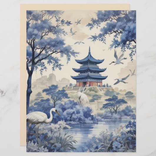 ヴィンテージブルーウィロードリームスクラップブック紙 (正面/裏面)