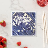 ヴィンテージブルーウィロー中国プレート模様瓦皿 スタンダードカクテルナプキン (インサイチュ)