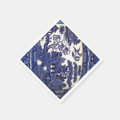 ヴィンテージブルーウィロー中国プレート模様瓦皿 スタンダードカクテルナプキン (角)