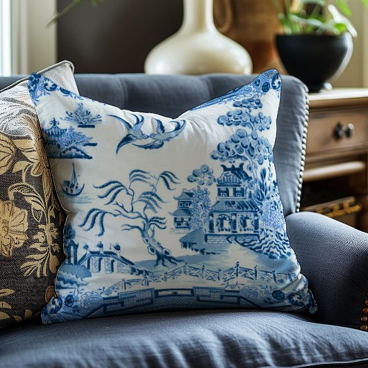 ヴィンテージブルーウィロー装飾装飾用クッション クッション