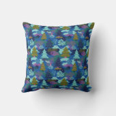 ヴィンテージブルーウィンタークリスマスツリーフォレスト クッション (裏面)