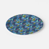 ヴィンテージブルーウィンタークリスマスツリーフォレスト ペーパープレート (アングル)