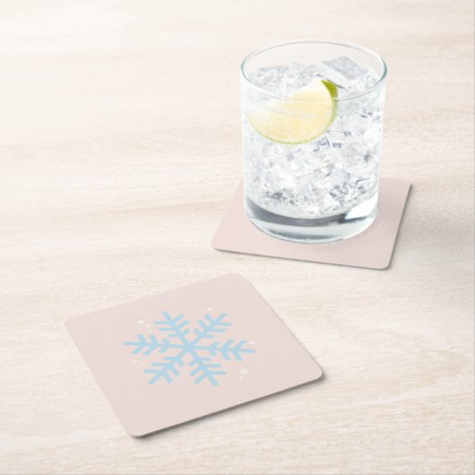 ヴィンテージブルーウィンタースノーフレーククリスマス スクエアペーパーコースター (インサイチュ)