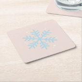 ヴィンテージブルーウィンタースノーフレーククリスマス スクエアペーパーコースター (アングル)
