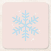 ヴィンテージブルーウィンタースノーフレーククリスマス スクエアペーパーコースター (正面)