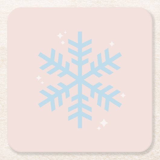 ヴィンテージブルーウィンタースノーフレーククリスマス スクエアペーパーコースター (正面)
