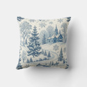 ヴィンテージブルーウィンタービレッジクリスマススノーフレーク クッション (裏面)