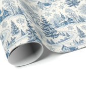 ヴィンテージブルーウィンタービレッジクリスマススノーフレーク ラッピングペーパー (ロールコーナー)