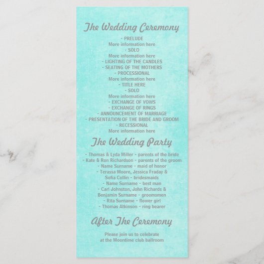 ヴィンテージブルーウェディングプログラム プログラム (裏面)