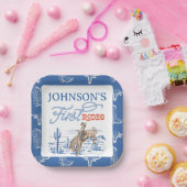 ヴィンテージブルーウエスタンデザートロデオ1st誕生日 ペーパープレート (パーティー)