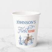 ヴィンテージブルーウエスタンデザートロデオ1st誕生日 紙コップ (裏面)