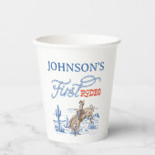 ヴィンテージブルーウエスタンデザートロデオ1st誕生日 紙コップ (正面)