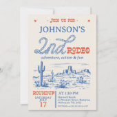 ヴィンテージブルーウエスタンデザートロデオ2nd誕生日 招待状 (正面)