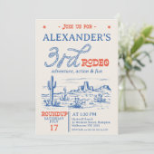 ヴィンテージブルーウエスタンデザートロデオ3rd誕生日 招待状 (スタンド正面)