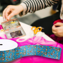 ヴィンテージブルーウォーターカラーイースターバニーパターン