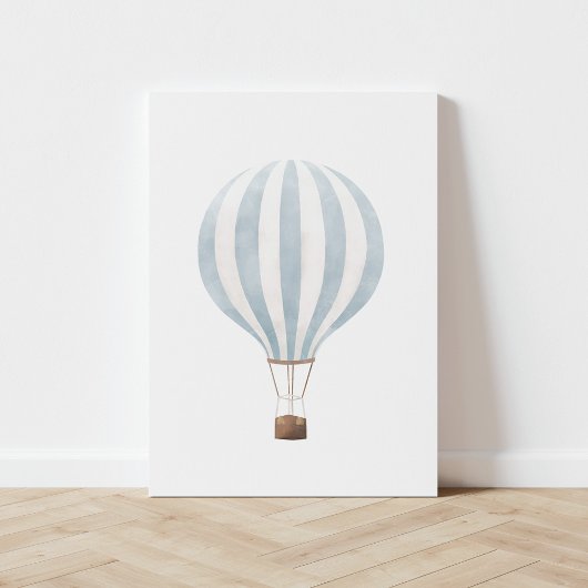 ヴィンテージブルーウォーターカラー熱気球 キャンバスプリント