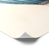 ヴィンテージブルーウォーターカラー熱気球 ポスター (角)