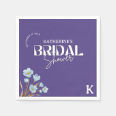 ヴィンテージブルーウォーター色フローラブライダルシャワー スタンダードカクテルナプキン (正面)