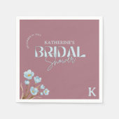 ヴィンテージブルーウォーター色フローラブライダルシャワー スタンダードカクテルナプキン (正面)