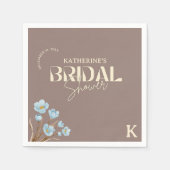 ヴィンテージブルーウォーター色フローラブライダルシャワー スタンダードカクテルナプキン (正面)