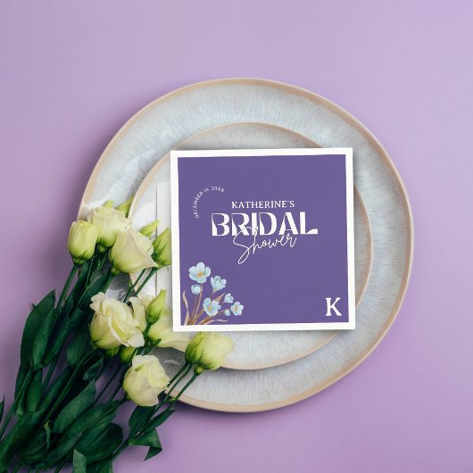 ヴィンテージブルーウォーター色フローラブライダルシャワー スタンダードカクテルナプキン