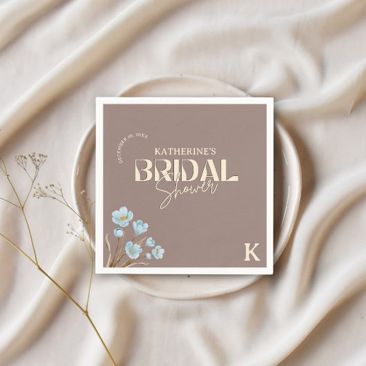 ヴィンテージブルーウォーター色フローラブライダルシャワー スタンダードカクテルナプキン