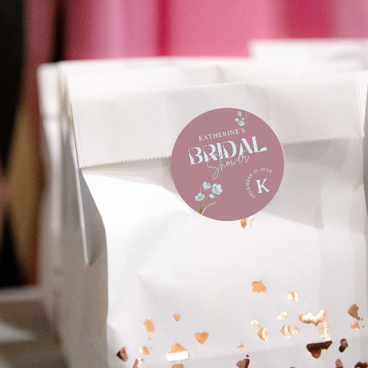 ヴィンテージブルーウォーター色フローラブライダルシャワー ラウンドシール