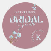 ヴィンテージブルーウォーター色フローラブライダルシャワー ラウンドシール (正面)