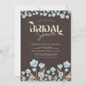 ヴィンテージブルーウォーター色フローラブライダルシャワー 招待状 (正面)