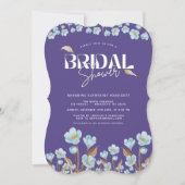 ヴィンテージブルーウォーター色フローラブライダルシャワー 招待状 (正面)