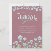 ヴィンテージブルーウォーター色フローラブライダルシャワー 招待状 (正面)