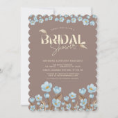 ヴィンテージブルーウォーター色フローラブライダルシャワー 招待状 (正面)