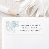 ヴィンテージブルーウォーター色フローラ差出人住所 ラベル (インサイチュ)