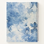 ヴィンテージブルーウォーター色フローラ モノグラムの ノートブック (裏面)