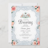 ヴィンテージブルーウォーター茶パーティー赤ちゃんシャワー 招待状 (正面)