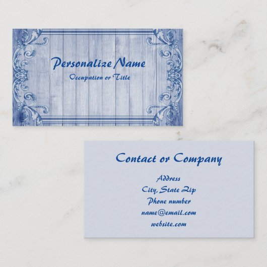 ヴィンテージブルーウッドフレーム 名刺 (正面/裏面)
