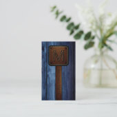 ヴィンテージブルーウッドブラウンレザールック 名刺 (スタンド正面)