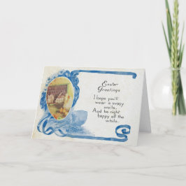 ヴィンテージブルーエッグチキンアンティークイースター シーズンカード