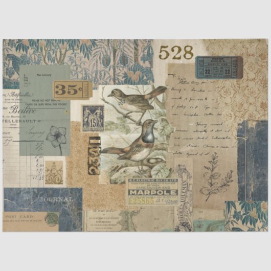 ヴィンテージブルーエフェメラデクページ 薄葉紙 (正面)