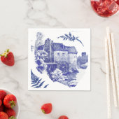 ヴィンテージブルーエレガントカントリーパストラルトイレミル スタンダードカクテルナプキン (インサイチュ)