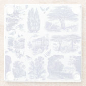 ヴィンテージブルーエレガントカントリーパストラルトワール ガラスコースター (裏面)