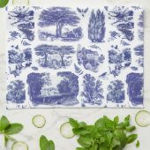 ヴィンテージブルーエレガントカントリーパストラルトワール キッチンタオル (折り畳み)