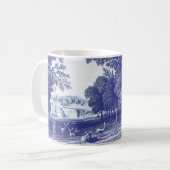 ヴィンテージブルーエレガントカントリーパストラルトワール コーヒーマグカップ (正面左)