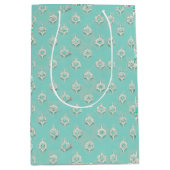 ヴィンテージブルーエレガントダイアモンズカスケード ミディアムペーパーバッグ (正面)