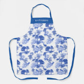 ヴィンテージブルーエレガントディアキツネカントリートワール エプロン (正面)