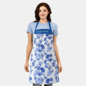 ヴィンテージブルーエレガントディアキツネカントリートワール エプロン (着用した状態)