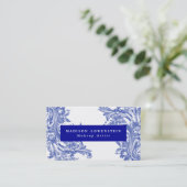 ヴィンテージブルーエレガントフローラのフローパターン 名刺 (スタンド正面)