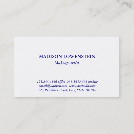 ヴィンテージブルーエレガントフローラのフローパターン 名刺 (裏面)