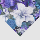 ヴィンテージブルーエレガントフローラクリスマスデクページ 薄葉紙 (詳細)